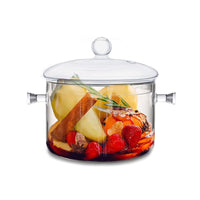 1 x RAW Customer Returns 1.5L glass pot glass pan stew pan with covered lid for cooking glass cooking pot soup pot transparent heat resistant high borosilicate glass bowl glass cooking pot - RRP €19.86