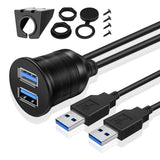 1 x RAW Customer Returns TNP USB installation socket cable - 2m, vehicle USB 3.0 installation socket cable, USB extension cable, round USB dashboard cable, 2X male to 2X female adapter for car, truck, boat, motorcycle, black - RRP €17.72