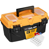 1 x RAW Customer Returns AIRAJ Empty tool box tool case with double locking buckle, lightweight plastic tool box with removable tray, empty plastic tool box for home and craftsmen 38.1 x 22 x 19.5 cm - RRP €19.15