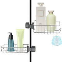 2 x RAW Customer Returns UHAPEER shower shelf without drilling, stainless steel, pack of 2 caddy shower baskets, shower shelf, rust-proof for shower rod, shampoo holder, shower gel holder, soap holder, sponge holder organiser - RRP €26.9