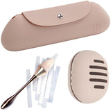 1 x RAW Customer Returns Makeup Brush Holder Makeup Brush Travel Makeup Bag Silicone Portable Portable Travel Case for Brush Suitable for Travel Khaki - RRP €32.4