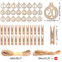 1 x RAW Customer Returns SXUUXB Advent calendar to fill 24 pieces, jute bags with wooden numbers, wooden clips and cord for Advent calendar jute bag set, reusable Christmas bags DIY gifts bags - RRP €15.31