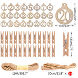 1 x RAW Customer Returns SXUUXB Advent calendar to fill 24 pieces, jute bags with wooden numbers, wooden clips and cord for Advent calendar jute bag set, reusable Christmas bags DIY gifts bags - RRP €15.31