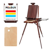 1 x RAW Customer Returns MEEDEN French easel, sketch box easel with artist drawer, adjustable wooden tripod easel stand for painting, suitcase easel - walnut - RRP €145.95