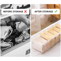 1 x Brand New Bekecidi Pack of 6 Wardrobe Clothes Organizer Visible Grid Cupboard Drawer Dividers Underwear Drawers Foldable Clothes Drawer Organizer for Bras, Socks, Ties White  - RRP €21.94