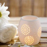 1 x RAW Customer Returns ecooe aroma lamp tea light holder fragrance lamp made of white ceramic with the candle spoon aroma diffuser - RRP €15.12