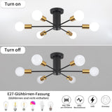 1 x RAW Customer Returns QAREHL Modern Ceiling Light Black Gold Chandelier 6 Bulbs Ceiling Lamp E27 Socket Sputnik Lamp for Dining Room, Bedroom, Hallway, Kitchen - RRP €30.23