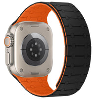 1 x RAW Customer Returns ZZDZZ Compatible with Apple Watch Band 49mm 45mm 44mm 42mm 41mm 40mm 38mm, Silicone Magnetic Replacement Strap for iWatch Ultra 2 Ultra Series 9 8 7 SE 6 5 4 3 2 1 42 44 45 49, Black Orange  - RRP €22.99