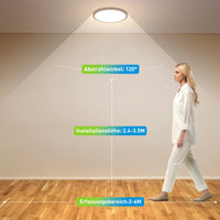 1 x RAW Customer Returns Yafido 28W 2800LM LED ceiling light with radar and twilight sensor, 30cm 3 colors 3000K 4000K 6000K round ceiling lamp with motion detector, for hallway, stairs, porch, garage, balcony - RRP €31.55