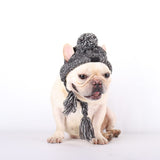 3 x Brand New Pet Pompom Knitted Hat, FainFun Knitted Warm Windproof Dog Hat, Windproof Pet Headwear for Winter, Gray Knitted Dog Caps, Fluffy Warm Dog Hat with Long Braid, M - RRP €39.3