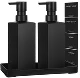 1 x RAW Customer Returns GMISUN soap dispenser bathroom, 12 ounce 355 ml dishwashing liquid dispenser for kitchen, modern soap dispenser black glass with tray and waterproof labels, hand soap dispenser, liquid soap dispenser, soap dispenser - RRP €25.2