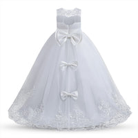 1 x RAW Customer Returns NNJXD Girls Lace Tulle Embroidered Princess Ball Gown Formal Party Long Tail Dresses 406 White Size 130 6-7 Years - RRP €41.98