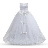 1 x RAW Customer Returns NNJXD Girls Lace Tulle Embroidered Princess Ball Gown Formal Party Long Tail Dresses 406 White Size 130 6-7 Years - RRP €41.98