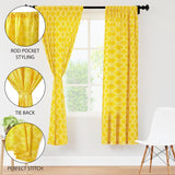 1 x RAW Customer Returns Encasa Homes Polyester Semi-Transparent Printed Door Curtains with Tie Back 142 x 183 cm 6 ft , Yellow Trellis - 2 Pack - Non-Shrink Machine Washable - RRP €23.27