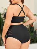 1 x RAW Customer Returns Century Star Bikini Women Tummy Control Big Breasts Swimsuit V Neck Swimwear Tummy Control Bikini Sets High Waist Black L - RRP €39.99