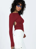 1 x RAW Customer Returns Arkim Backless Top Long Sleeve Shirts Women s Long Sleeve Y2k Top Basic Crop Tops Y2K Backless Top Sexy Y2k Shirt Style Street Fashion New Long Sleeve Women s Burgundy, S  - RRP €20.16