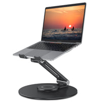 1 x RAW Customer Returns OMOTON Laptop Stand with 360 Rotating Base, Foldable Laptop Holder Double Shaft for Collaboration, Suitable for MacBook pro, air, Huawei, Lenovo, HP etc. up to 16 inches, Black - RRP €32.99