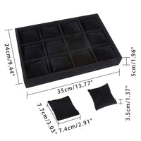 1 x RAW Customer Returns PandaHall Watch Tray 12 Slots Watch Trays Organizer Velvet Watch Show Tray Jewelry Watch Trays Watch Display Holder Adjustable Pillow for Storage of Bracelet Watches Jewelry Black  - RRP €22.2