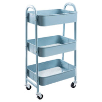 1 x RAW Customer Returns Kitchen Cart Storage Cart 3-Tier Metal Serving Cart with Wheels for Kitchen Makeup Bathroom Office, Grey-Blue - RRP €46.07