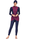 1 x RAW Customer Returns seafanny Women Modest Swimsuit Long Sleeve Burkini Full Cover Muslim Swimwear 3XL 46  - RRP €40.43