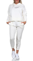 1 x RAW Customer Returns CLEO STYLE women s jogging suit two-piece for leisure and sport tracksuit house suit hoodie and trousers as3, numeric, numeric 34, numeric 38, regular, regular, white  - RRP €36.95