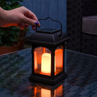 1 x RAW Customer Returns Festive Lights Black Solar Lantern with LED Candle and Deceptively Realistic Flickering Effect, IP44 Waterproof - RRP €21.18