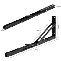 1 x RAW Customer Returns YUMORE Folding Bracket Heavy Duty 500mm Shelf Support Foldable Black - 2 Pieces Metal Folding Brackets Wall Table Holder Folding Shelf Brackets for DIY Folding Table Benches Shelves Space Saving, Max Load 330lbs - RRP €34.32