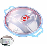 1 x RAW Customer Returns HYRYC Microwave Plate Microwave Dishes with Lid 22CM Microwave Plate for Microwave and Freezing Other Food with 3 Compartment Division Lid with Ventilation BPA Free Blue  - RRP €14.11