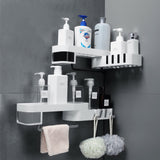 12 x Brand New RAIN QUEEN shower shelf without drilling, corner shelf shower basket with towel holder and 4 hooks, shower shelf for hanging, bathroom shelf, shower organizer for bathroom and kitchen - RRP €128.04