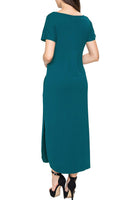 1 x RAW Customer Returns Smallshow Women s Nursing Dress Long Split Elegant Summer Maternity Dresses Teal XL - RRP €34.99