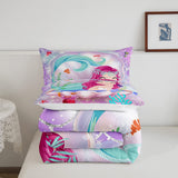 1 x RAW Customer Returns Cartoon Princess Mermaid Bedding Kids Girly Glitter Fish Scales Duvet Cover Ocean Sea Animal Comforter Set 135x200 Mermaid Gifts for Girls Sequins Kawaii Room Decor - RRP €47.55