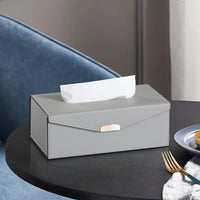 1 x RAW Customer Returns MEIBOOCH Foldable Tissue Box Cover Rectangular Leather Tissue Box Holder with Magnetic Closure Height 9.2cm, Gray  - RRP €17.38