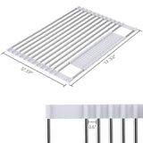 5 x Brand New MONOJOY Draining Rack for Kitchen Sink 44 x 32 cm Sink Mat Stainless Steel Multifunctional Foldable Dish Drying Rack Sink Drainer Dishcloth Holder Sink Organizer - RRP €70.55