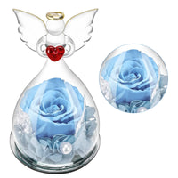 2 x Brand New DASIAUTOEM Eternal Rose with Angel, Angel Eternal Rose in Angel Glass Dome, Eternal Flower Rose Christmas Gift, Glass Dome Angel Statue, Birthday Gift for Women Wife Girlfriend Wife Mom Grandma - RRP €40.8