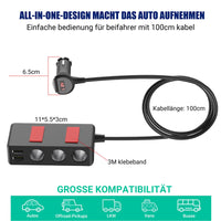 1 x RAW Customer Returns  7 in 1 Cigarette lighter distributor car adapter 12V 120W car charger 3 socket 24V multiple splitter DC with LED voltmeter switch 4 USB ports 6.8A for all mobile phones GPS car camera etc. - RRP €18.55