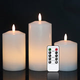 1 x RAW Customer Returns Eldnacele White Flameless Pillar Candle Flickering with Remote Control Timer Real Wax 3D Wick Battery Powered LED Candle Pack of 3 for Wedding Party Christmas Home Decoration - RRP €25.2