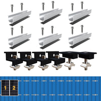 1 x RAW Customer Returns Solar module bracket kit 12cm and accessories black anodized 30-35mm adjustable, bracket for solar modules, for solar panel bracket, trapezoidal sheet flat roof mounting PV fastening set - RRP €22.26