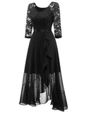 1 x RAW Customer Returns Dressystar Women s Vokuhila Evening Dress Elegant 3 4 Sleeve Cocktail Dresses V-Neck Dress Wedding Bridesmaid Dresses Long Black XL - RRP €54.99