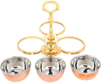 1 x RAW Customer Returns Zap Impex Traditional Indian Catori Pickle Set - Stainless Steel, Brass and Copper, Serving Pickle Bowl - RRP €41.99