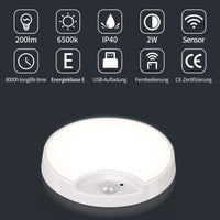 1 x RAW Customer Returns OMECO LED ceiling light with motion detector, battery-operated ceiling lamp with battery and remote control, 200LM, 6500K, round, dimmable with 3 modes - RRP €21.17