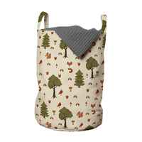 1 x RAW Customer Returns ABAKUHAUS woody laundry bag 2-pack, forest animals in nature, laundry basket with handles and drawstring closure, two-pack 33cm x 50cm, beige fawn - RRP €23.15