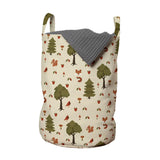 1 x RAW Customer Returns ABAKUHAUS woody laundry bag 2-pack, forest animals in nature, laundry basket with handles and drawstring closure, two-pack 33cm x 50cm, beige fawn - RRP €23.15