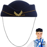 1 x RAW Customer Returns VALICLUD Women s Air Hat Hotesse Pill Box Air Hat Cosplay Accessories Size M Navy Blue  - RRP €20.4