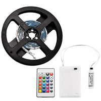 1 x RAW Customer Returns 1m Battery Powered RGB LED Strip Lights Flexible Rope Lighting with Battery Power Supply Box and 24 Keys RF Remote Controller - RRP €15.12