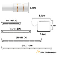 1 x RAW Customer Returns Adjustable White Curtain Rod, Curtain Rod with Cap Knobs with Brackets, 64-259cm Long and 2.5cm Diameter Curtain Rod for Window - RRP €28.51