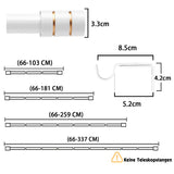 1 x RAW Customer Returns Extendable curtain rod, curtain rod with cylindrical end piece for living room and bedroom window, 64-337cm, white 2.5 cm diameter  - RRP €30.24