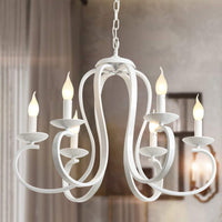 1 x RAW Customer Returns Ganeed French Country Chandelier, 6-Light White Candle Style Chandelier, Vintage Metal Pendant Chandelier Ceiling Pendant Lighting Fixture for Dining Table, Island Kitchen, Living Room - RRP €117.25