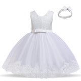 1 x RAW Customer Returns TTYAOVO Baby Girls Lace Dress Bowknot Flower Wedding Dresses Size 100 2-3 Years 648 White - RRP €28.99