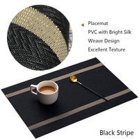 1 x RAW Customer Returns Thickoad Washable Placemats, Washable Placemats Set of 8 PVC Heat-Resistant Non-Slip Placemats, Wipe-Clean Placemats for Home Kitchen Restaura 45x30cm Black  - RRP €18.14