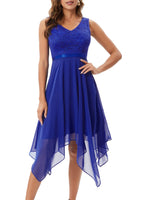 1 x RAW Customer Returns Meetjen Women s Lace A-Line Cocktail Dress Festive Wedding Guest Sleeveless V-Neck Evening Dress Royalblue XL - RRP €50.58